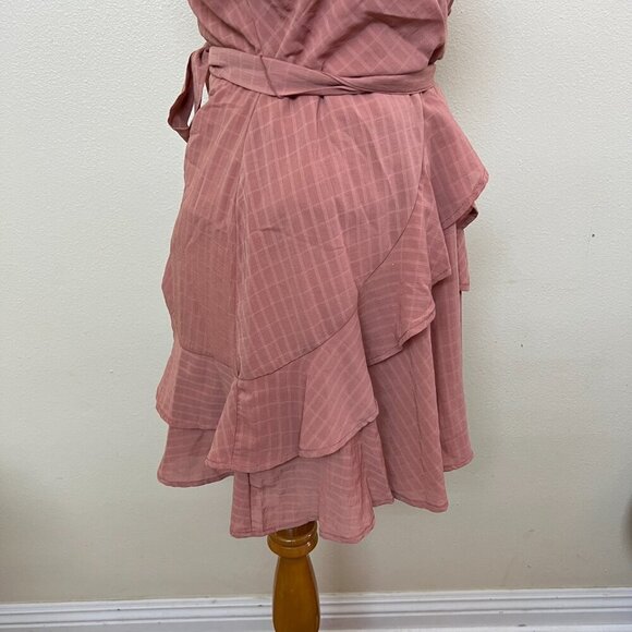 Trixxi Womens Printed Ruffled Flouncy Fit & Flare Waist Tie Small in Pink - Picture 6 of 10